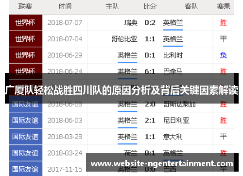 广厦队轻松战胜四川队的原因分析及背后关键因素解读